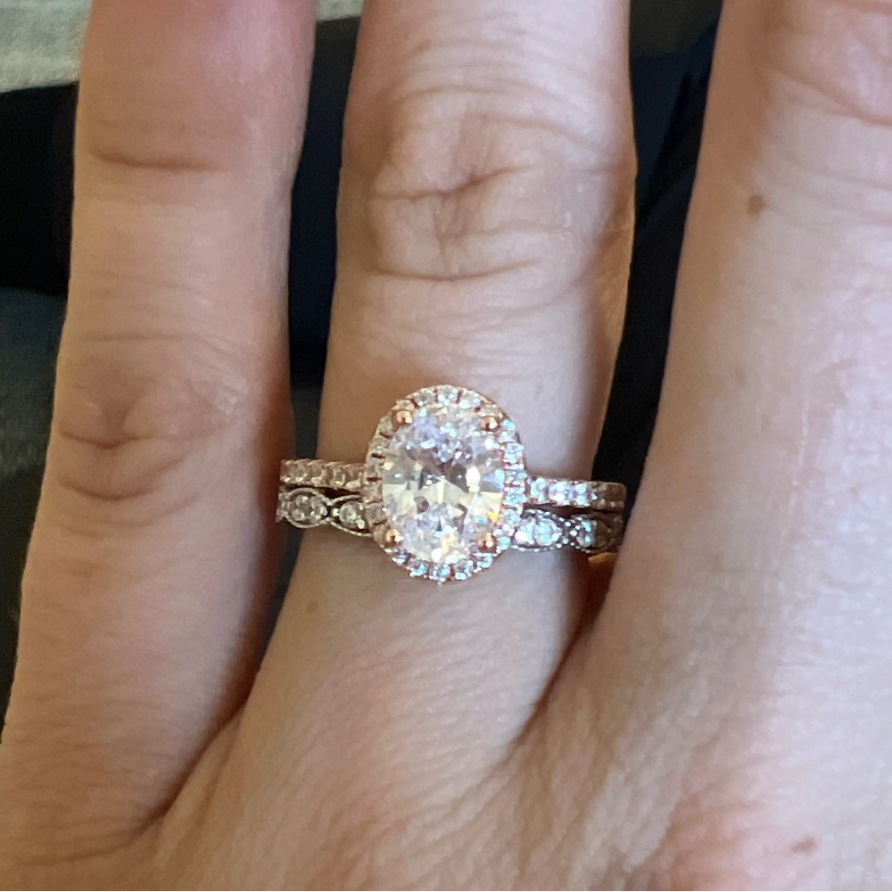 Art Deco Oval Wedding Set